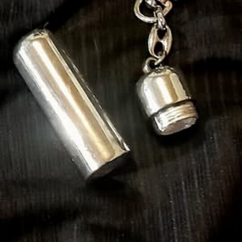 Cigar Accessories vintage set with metal case, fuel canister, and leather keychain