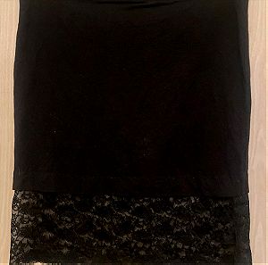 Φουστα μαύρη XL βαμβακερή με δαντελα γαλλική στο κάτω μερος