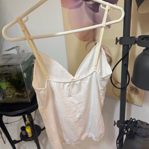Road top with sequins and adjustable straps like new, white