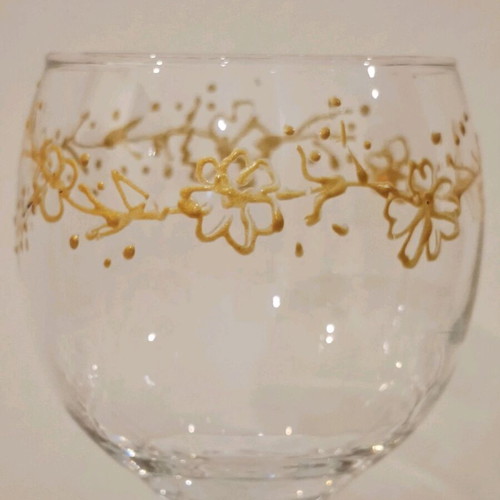 Decorative glass handmade with gold flowers like new