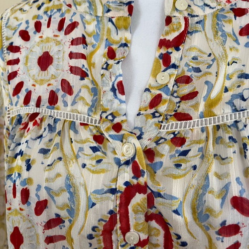 See U Soon blouse like new, white with multicolor pattern