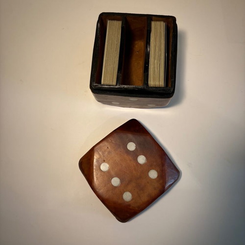 Leather card case used, made in Italy