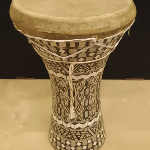 Doumbek Egyptian Type Wooden Used, Natural Skin, Rope-Tuned