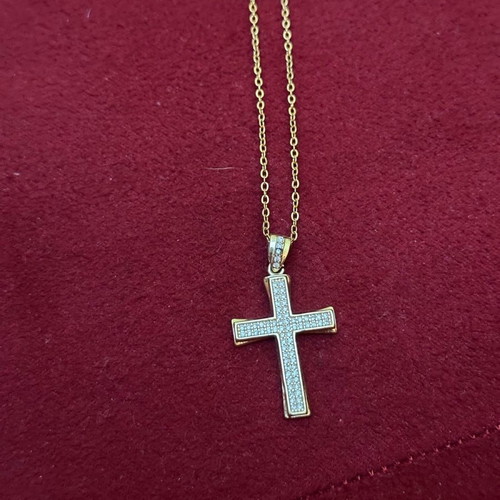 Steel gold cross necklace new