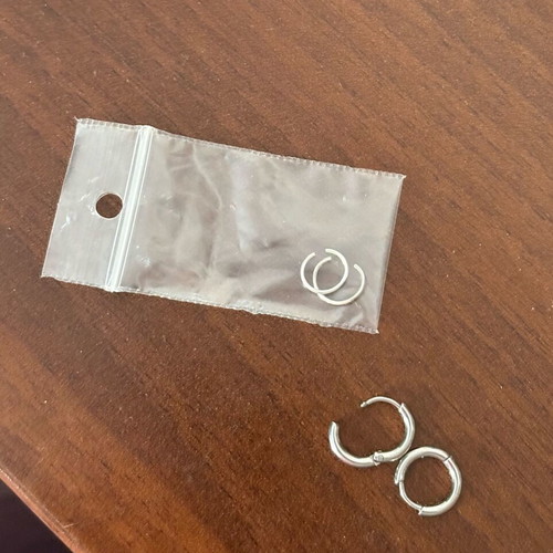 Jewelry set with earrings, 2 necklaces and unused nose piercing like new