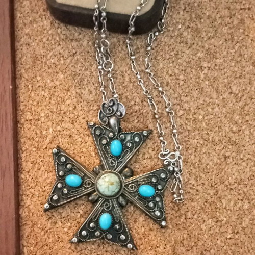 Silver cross 925 with turquoise vintage like new