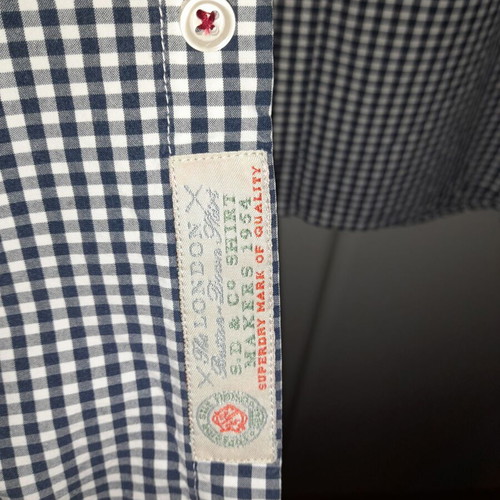 Superdry shirt checked blue white used, XXL