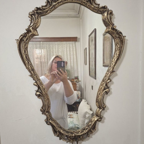 Mirror with marble base and tazera, like new