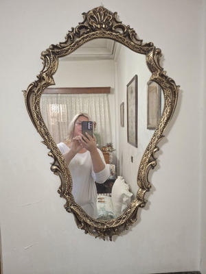 Mirror with marble base and tazera, like new