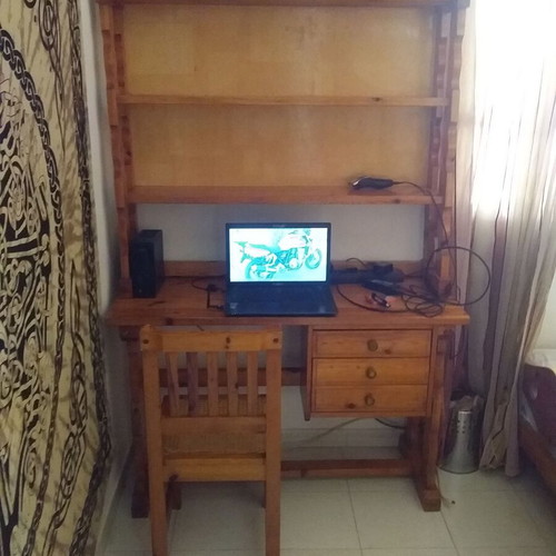 Solid wood desk bookshelf used, Swedish design