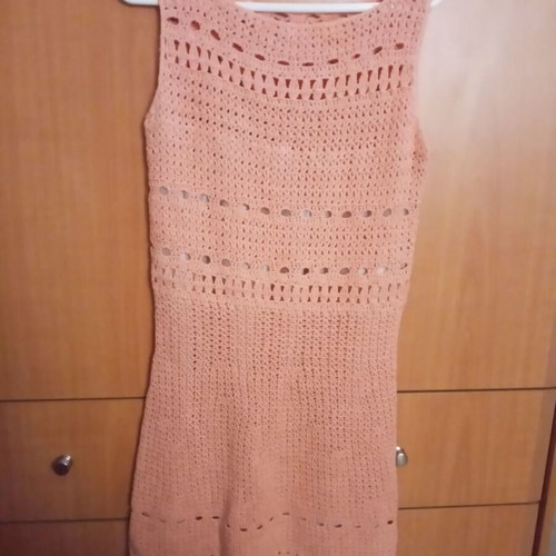 Handmade dress used, coral, cotton, size S