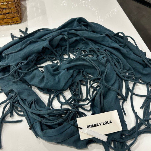Bimba y Lola cotton scarf with fringes blue new