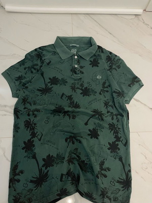 Emerson polo shirt green with all-over print like new, size M