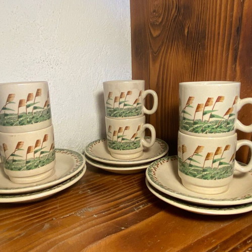 Vintage coffee espresso cup set of 6 with saucers rustic design