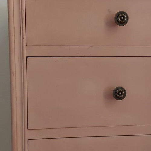 Louis XV vintage wooden dresser, refurbished, dusty pink
