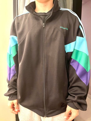Adidas vintage 80's track jacket used with colorful chevron stripes