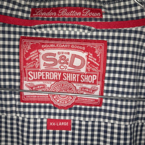 Superdry shirt checked blue white used, XXL