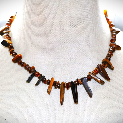 Necklace with genuine tiger's eye stones and sterling silver 925 new