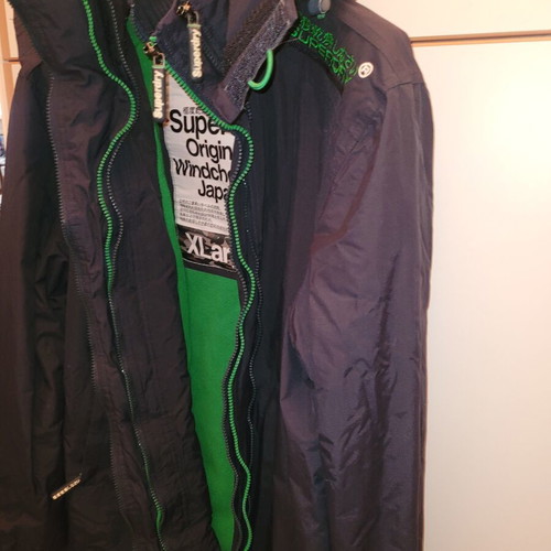 Superdry men's winter jacket size XL like new, blue, fleece lined