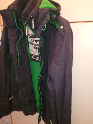 Superdry men's winter jacket size XL like new, blue, fleece lined