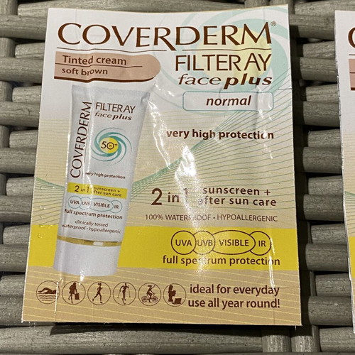 Coverderm Filteray Face Plus tinted cream samples and Panthenol Extra skincare set