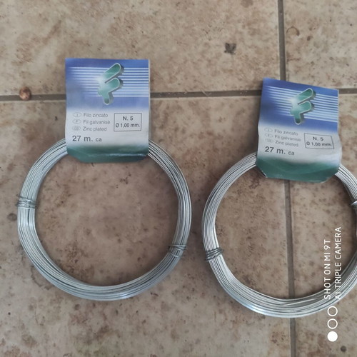 Galvanized wires new, 2 pieces 27m 1.00mm