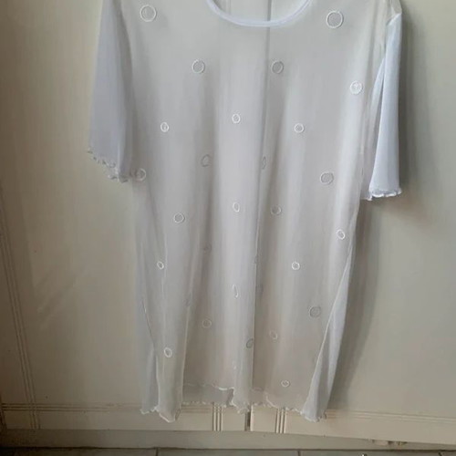 White set with lace top and transparent overlay, like new