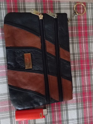 Leather Wallet Bag like new, black and brown