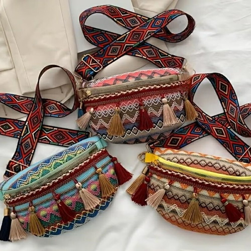 Vintage Stile Banana Bag crossbody multicolor new