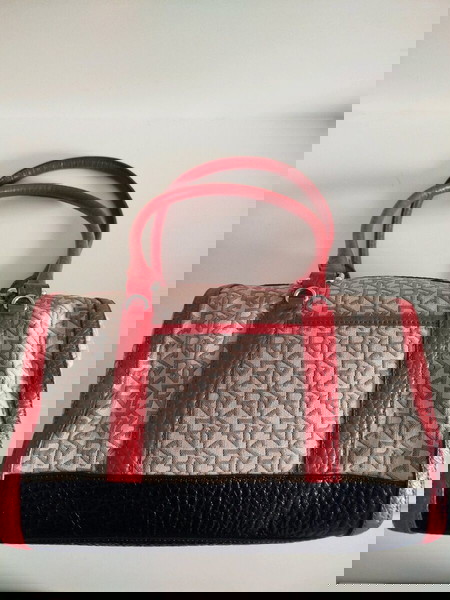 DKNY brown red large handbag NEW (με διπλή εσωτερική τσέπη με φερμουάρ)