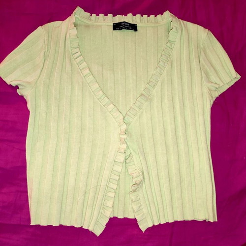 Bershka green short-sleeved cardigan used, size Small