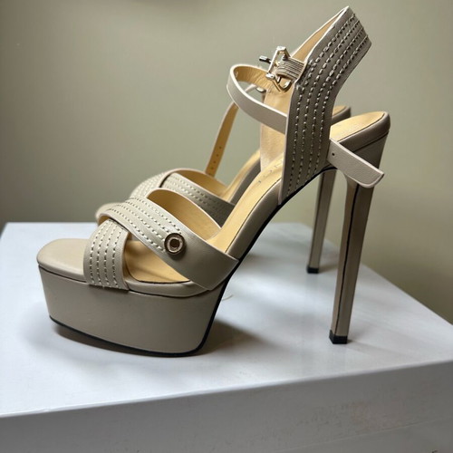 Eva Minge beige sandals new, 15cm heel height, leather