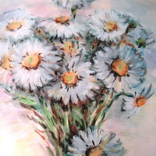 Daisy pastel painting on paper 30x40 cm new
