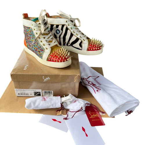 Christian Louboutin Lou Spikes sneakers μεταχειρισμένα, μέγεθος 37, μαύρα και πολύχρωμα