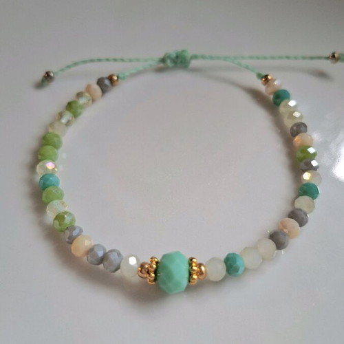 Handmade bracelet with colorful crystals and gold details new
