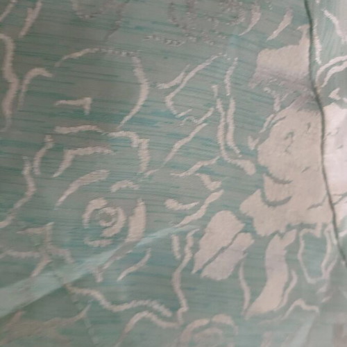 Satin vintage set turquoise embossed skirt and blouse like new