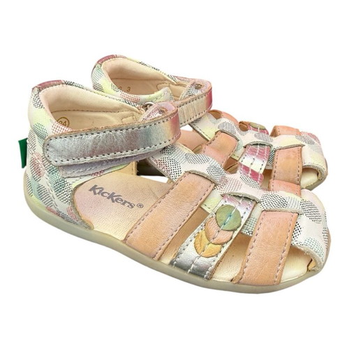 Kickers leather sandals used for girls size 24 multicolor