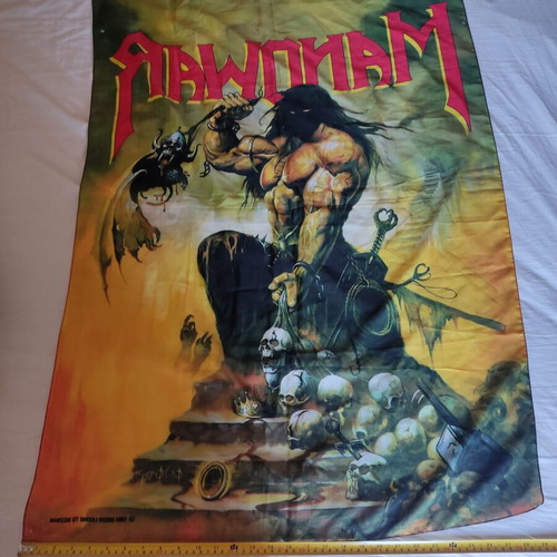 Manowar Vintage Collectible Fabric Poster used, Rock Heavy Metal 105x75 cm