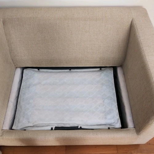 Small sofa bed like new, Greek made, convertible to single bed
