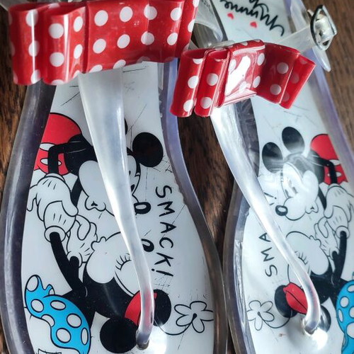 Disney vinyl sandals used, size 40, Minnie Mouse with bow