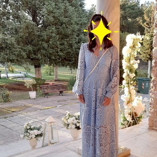 Long lace dress turquoise like new, size S