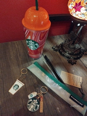 Starbucks set with 2 keychains, 1 cup, and reusable straw new