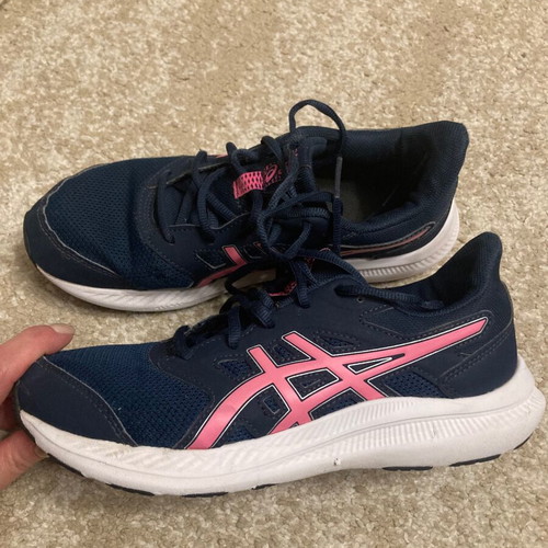 ASICS girls' running shoes used, blue and pink