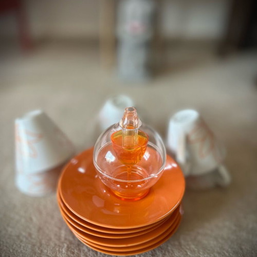 Porcelain cup and saucer set new with gift sugar bowl