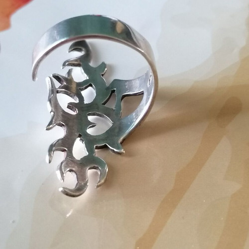 Silver 925 Gothic Tribal ring open adjustable new