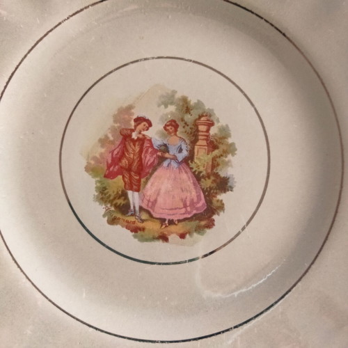 Keramikos vintage plates set of six with romantic design like new