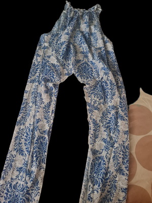 Shein summer set with blue-white baroque print like new