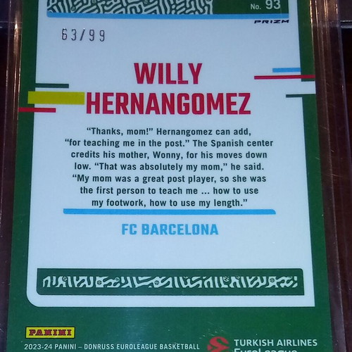 Euroleague Panini 2023-24 Willy Hernangomez Red Optic like new