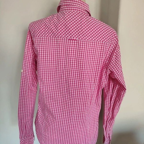 Schoeffel women's pink-white checkered shirt like new, size L/XL
