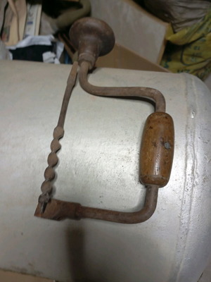 Hand drill used, antique with iron drill